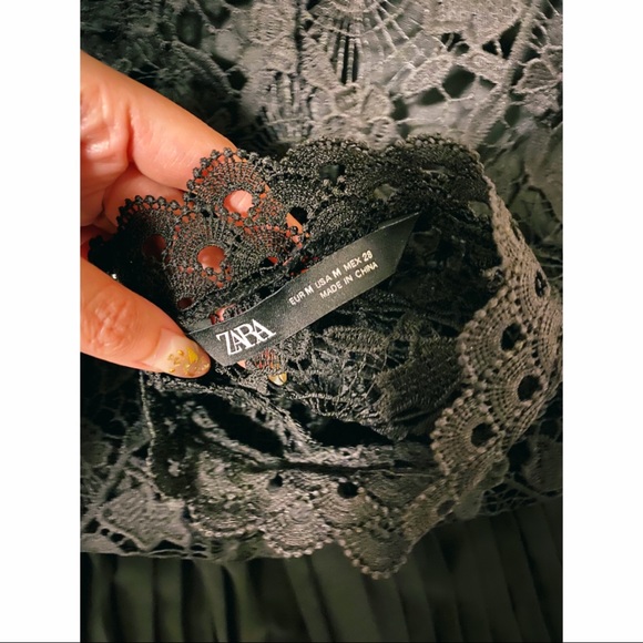 NWOT Zara Black Lace Pleated Layer Skirt Dress Party - Picture 7 of 8